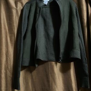 Dark olive green zip up sweater
